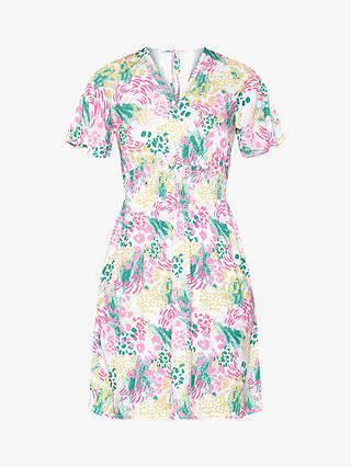 Sisters Point Giji Floral Summer Print Mini Dress, Green/Pink