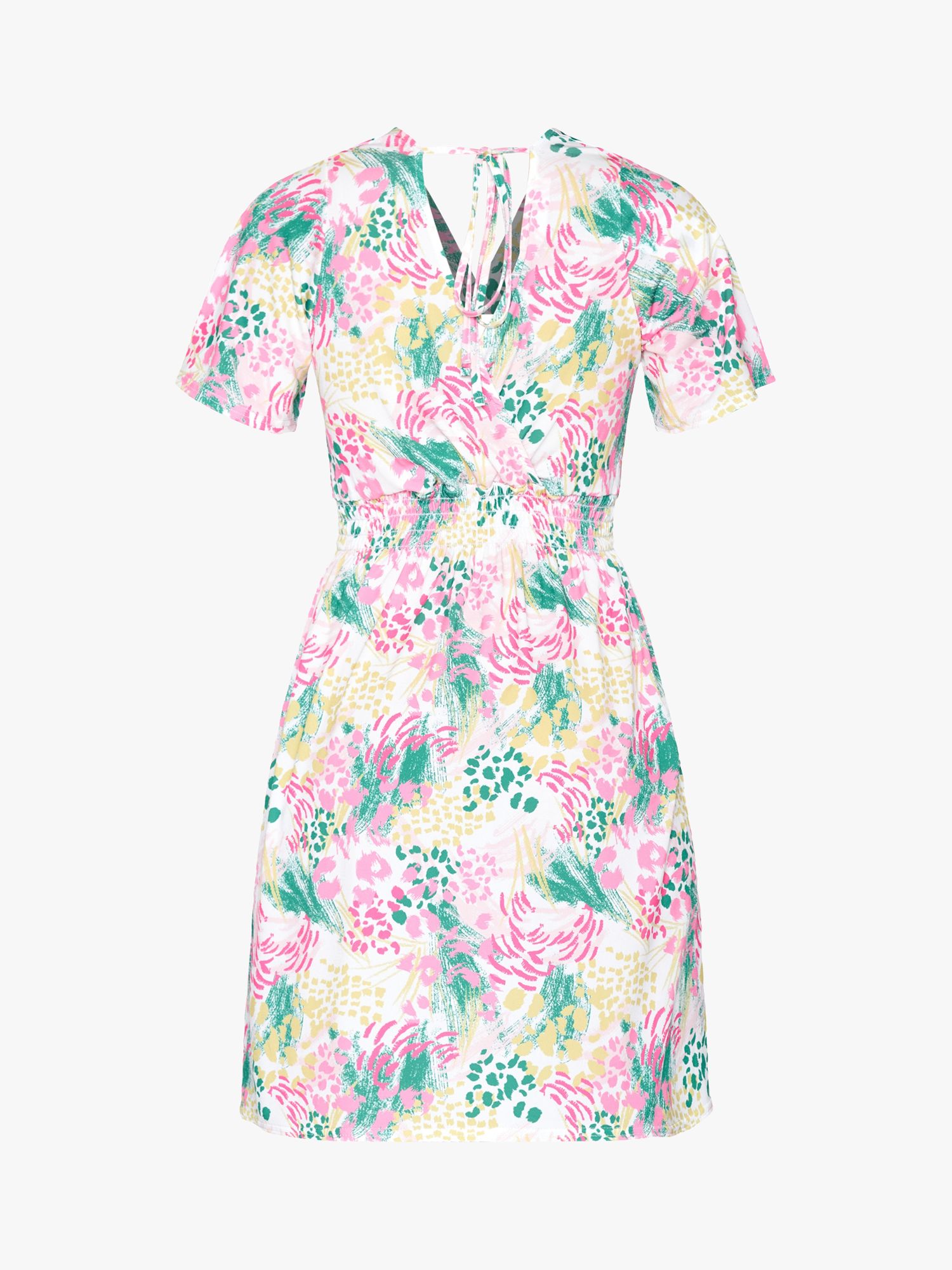 Sisters Point Giji Floral Summer Print Mini Dress, Green/Pink, XS