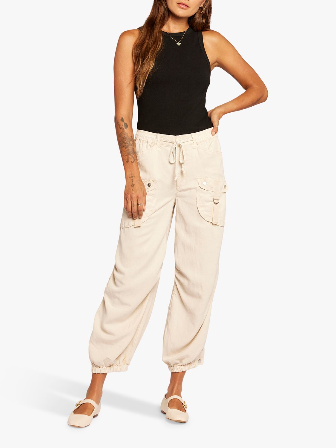 Current/Elliott The Upright Loose Cargo Trousers, Biscuit, W25/L27