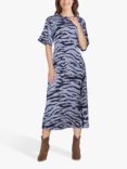 Sisters Point Elipa Shiny Satin Animal Print Dress, Grey Zebra, Grey Zebra