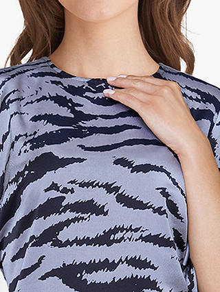Sisters Point Elipa Shiny Satin Animal Print Dress, Grey Zebra