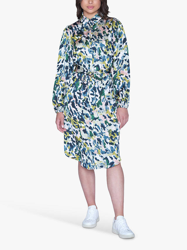 Sisters Point Ella Leopard Print Shirt Dress, Pine/Multi