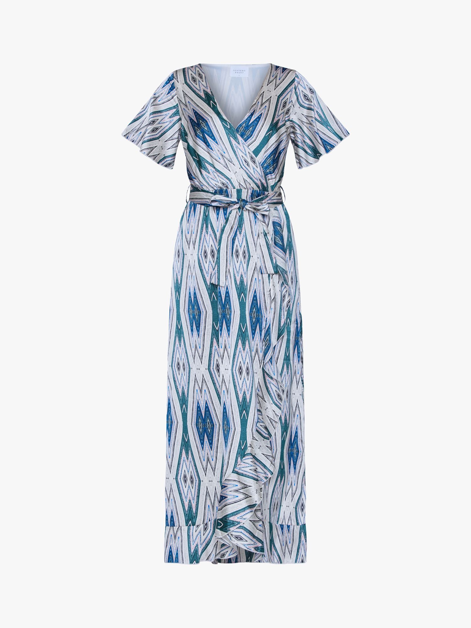 Sisters Point Ehtnic Print Maxi Wrap Dress, Blue/Multi, XS
