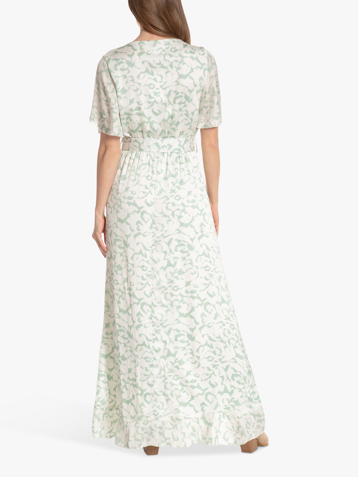 Sisters Point Floral Print Maxi Wrap Dress, Light Green/White, XS