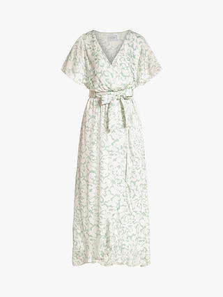 Sisters Point Floral Print Maxi Wrap Dress, Light Green/White