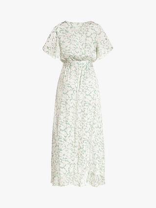 Sisters Point Floral Print Maxi Wrap Dress, Light Green/White