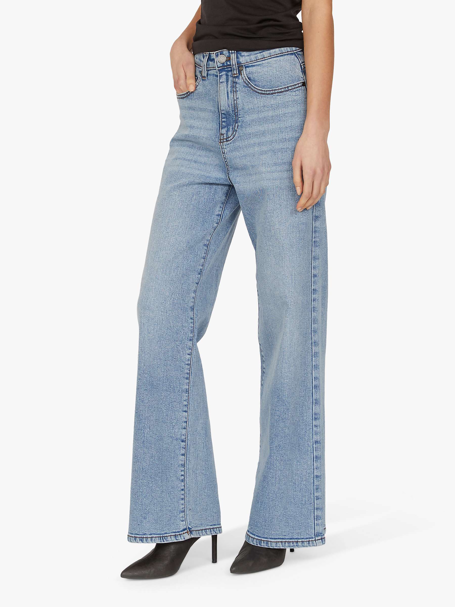 Buy Sisters Point Owi Cotton Blend Wide Leg Jeans, Blue Used Online at johnlewis.com