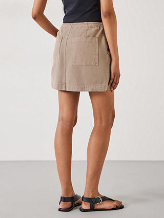 HUSH Deia Utility Cotton Mini Skirt, Darker Beige