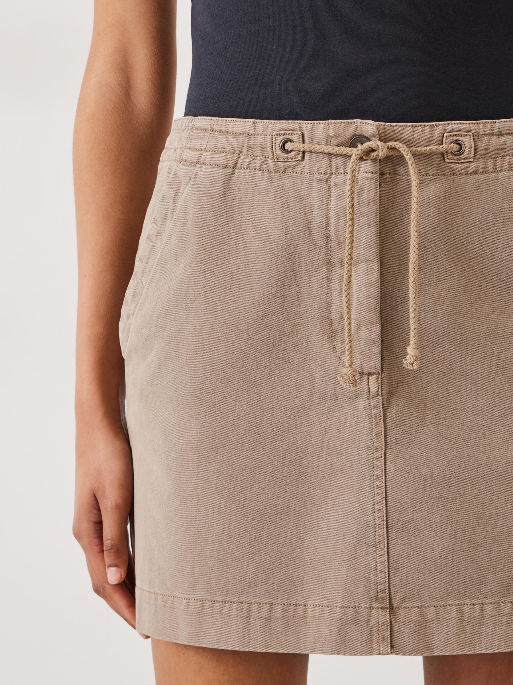 HUSH Deia Utility Cotton Mini Skirt, Darker Beige, 10