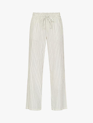 Sisters Point Ella Loose Fitted Striped Trousers, Cream/Navy