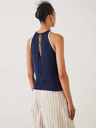 HUSH Keekee Contrast Stitch Knitted Vest, Midnight Navy
