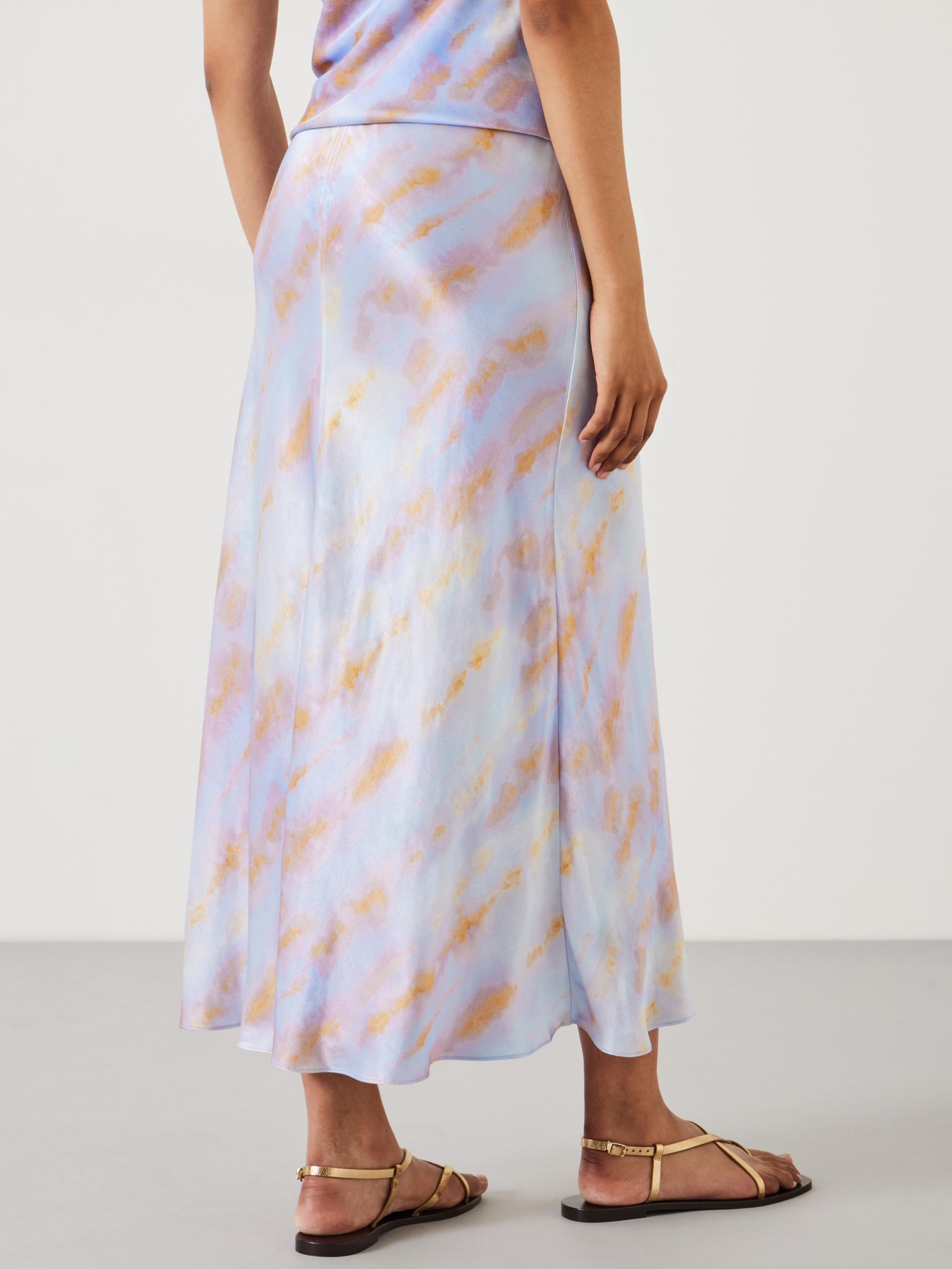 Buy HUSH Indra Satin Maxi Skirt, Tie Dye Pastel Online at johnlewis.com