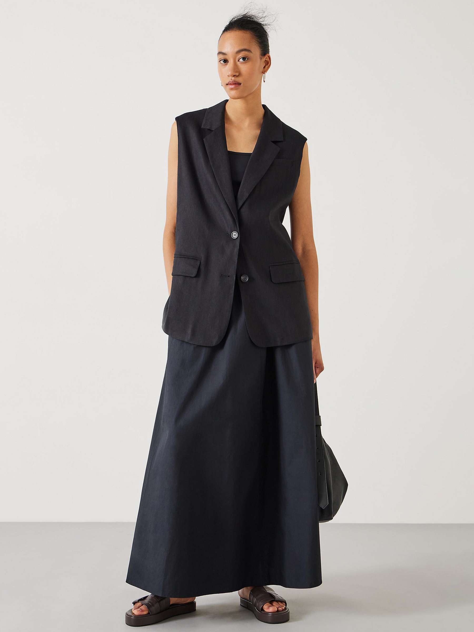 Buy HUSH Lana Linen Blend Waistcoat, Black Online at johnlewis.com