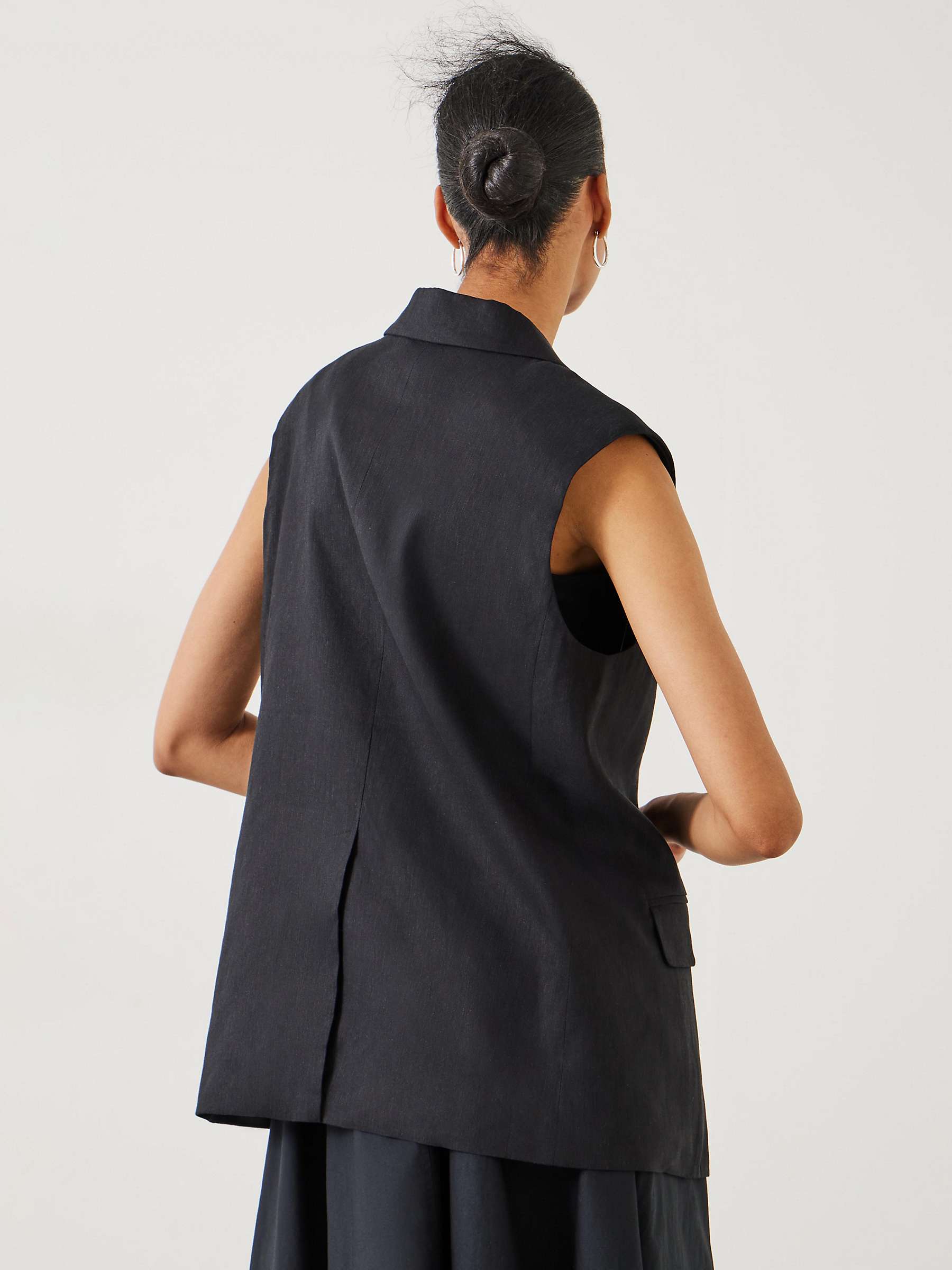 Buy HUSH Lana Linen Blend Waistcoat, Black Online at johnlewis.com