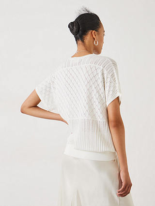 HUSH Adeena Pointelle Stitch Knitted T-Shirt, Soft White