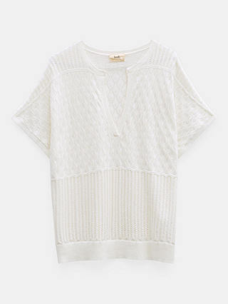 HUSH Adeena Pointelle Stitch Knitted T-Shirt, Soft White