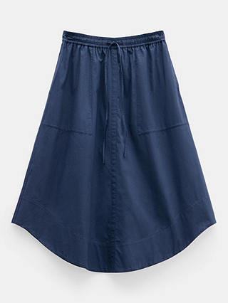 HUSH Kelly Curved Midi Skirt, Midnight Navy