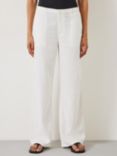 HUSH Raye Linen Blend Straight Leg Trousers, White