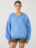 HUSH Jude Oversized Open Neck Hoodie, Blue, Blue