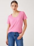 HUSH Hari Scoop Neck Cotton Slub T-Shirt, Strawberry Pink
