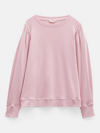 HUSH Emily Puff Sleeve Cotton Jersey Top, Bleached Mauve
