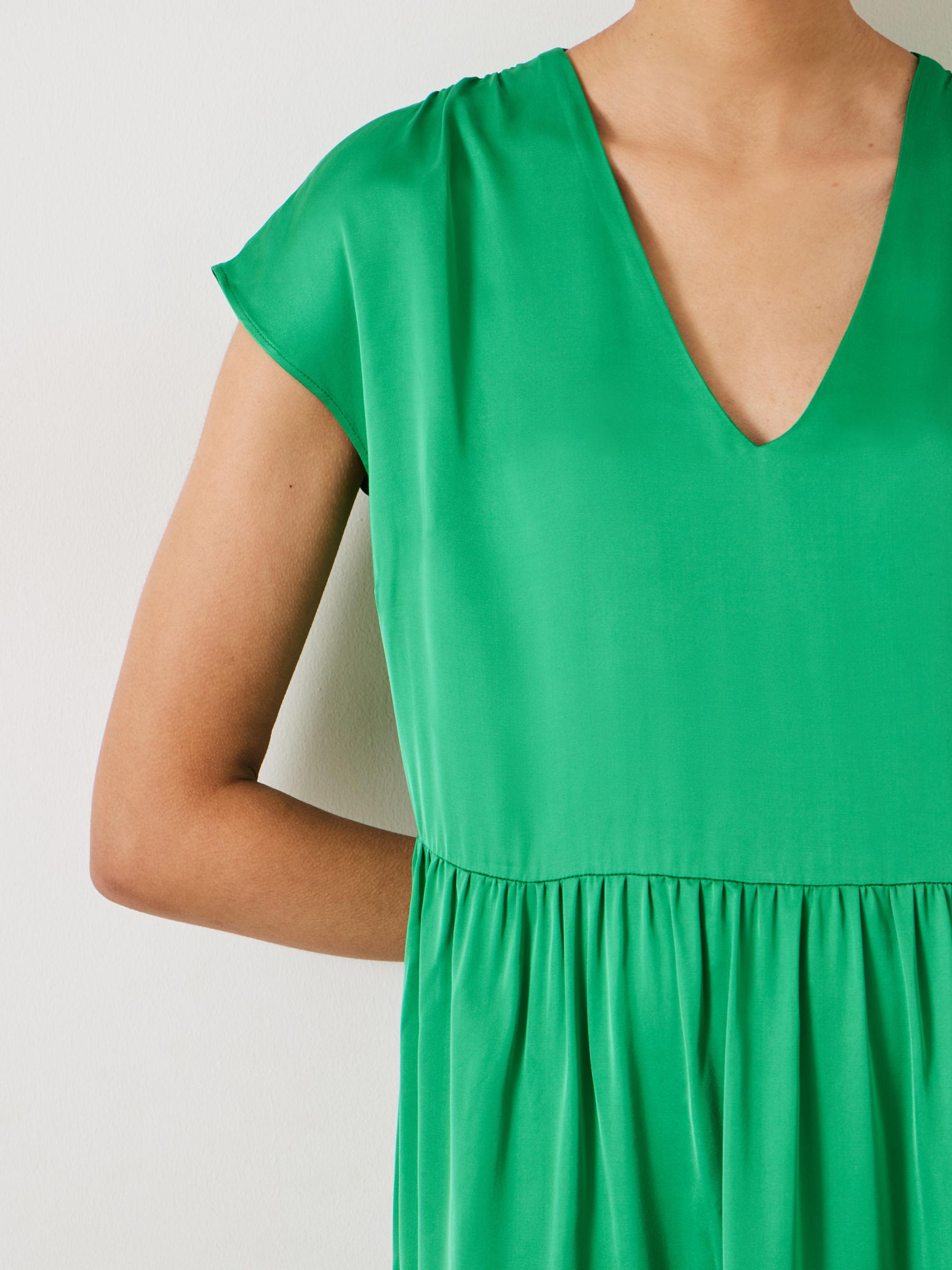 HUSH Lily Satin Tiered Mini Dress, Green, 10