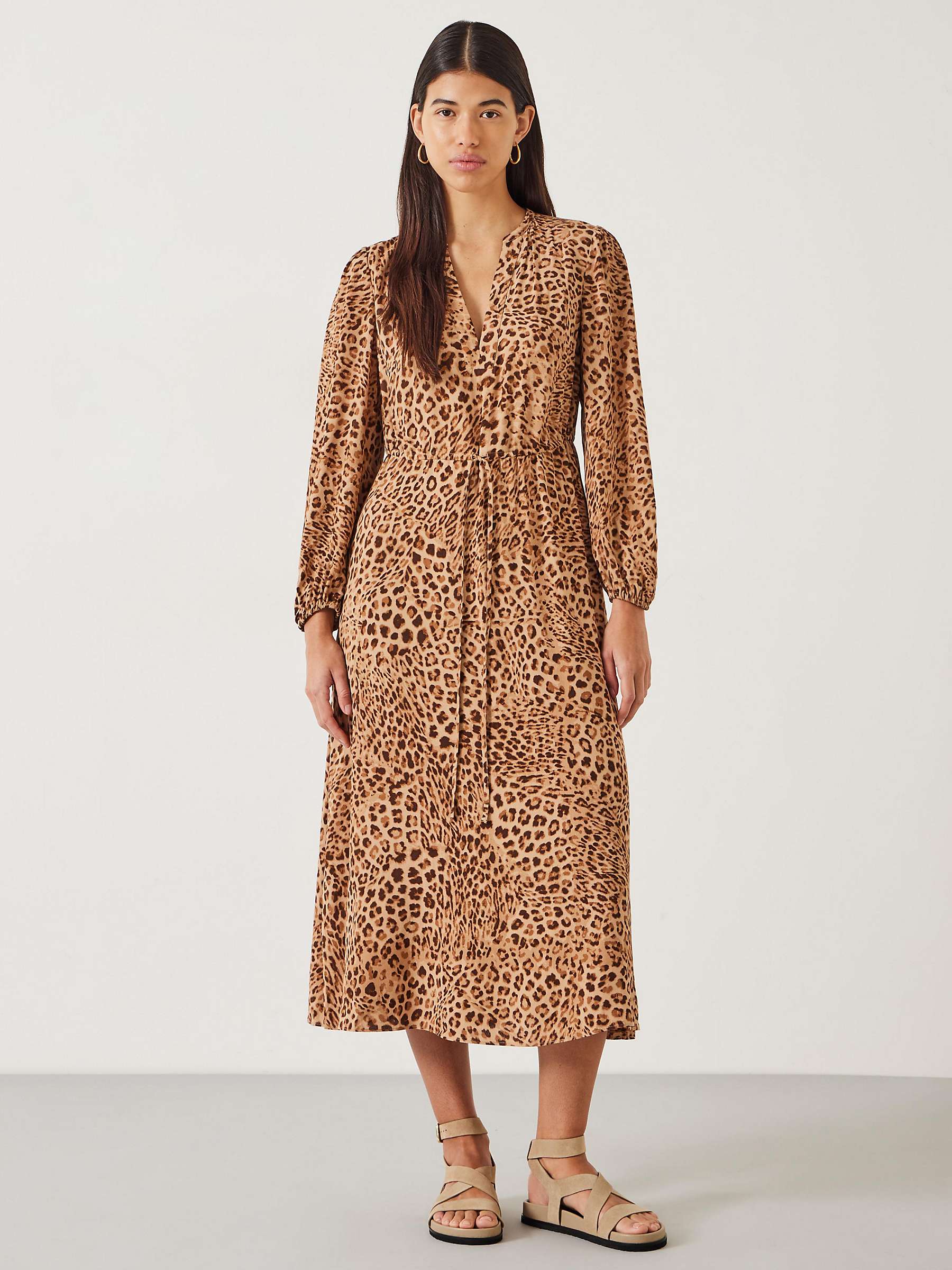 Buy HUSH Kiera Midi Dress, Natural Leopard Online at johnlewis.com