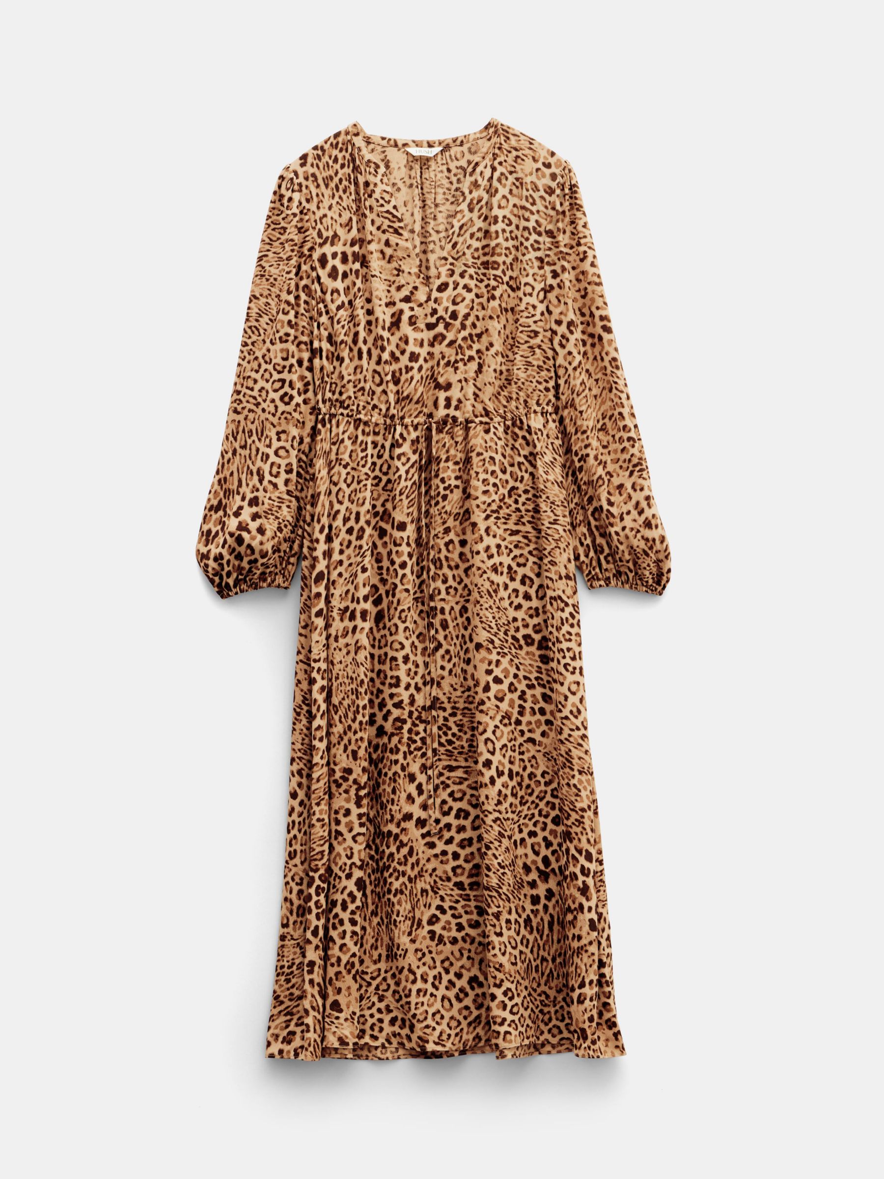 HUSH Kiera Midi Dress, Natural Leopard, 10