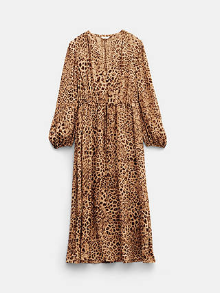HUSH Kiera Midi Dress, Natural Leopard