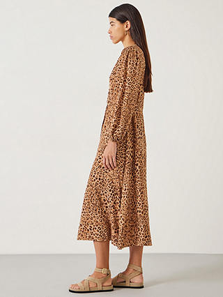 HUSH Kiera Midi Dress, Natural Leopard