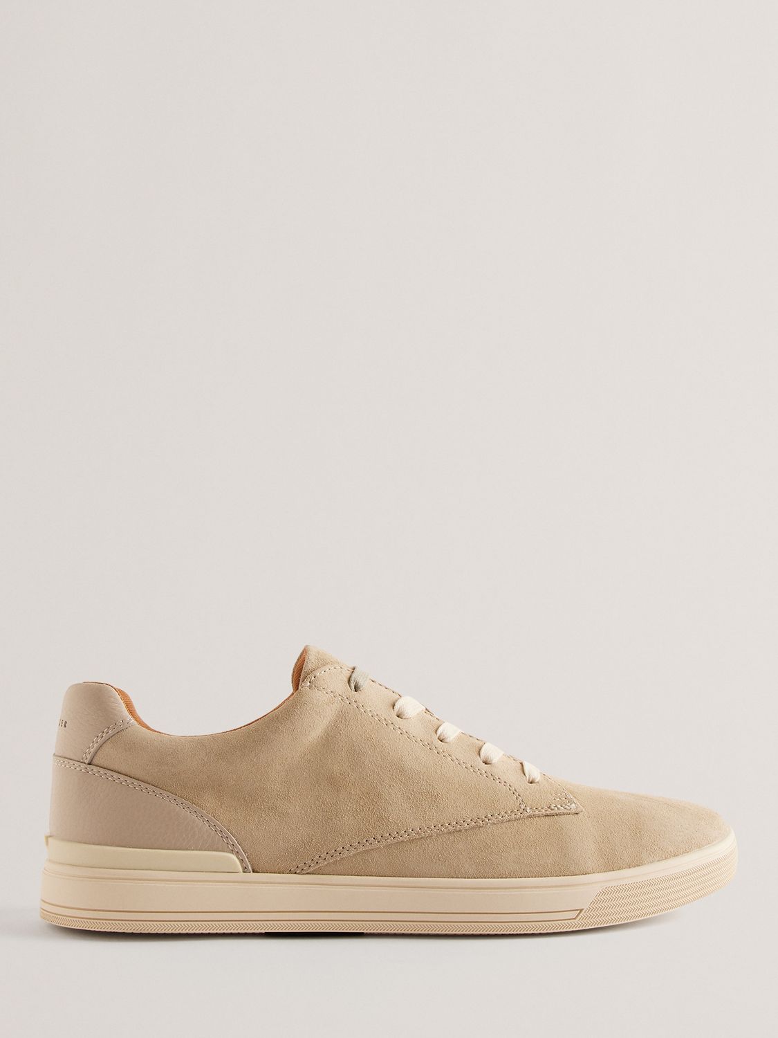 Ted Baker Brentfd Textured Leather Low Top Trainers, Beige, EU41