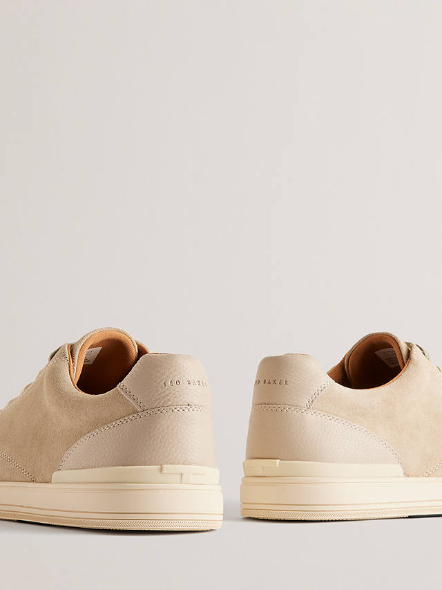 Ted Baker Brentfd Textured Leather Low Top Trainers, Beige