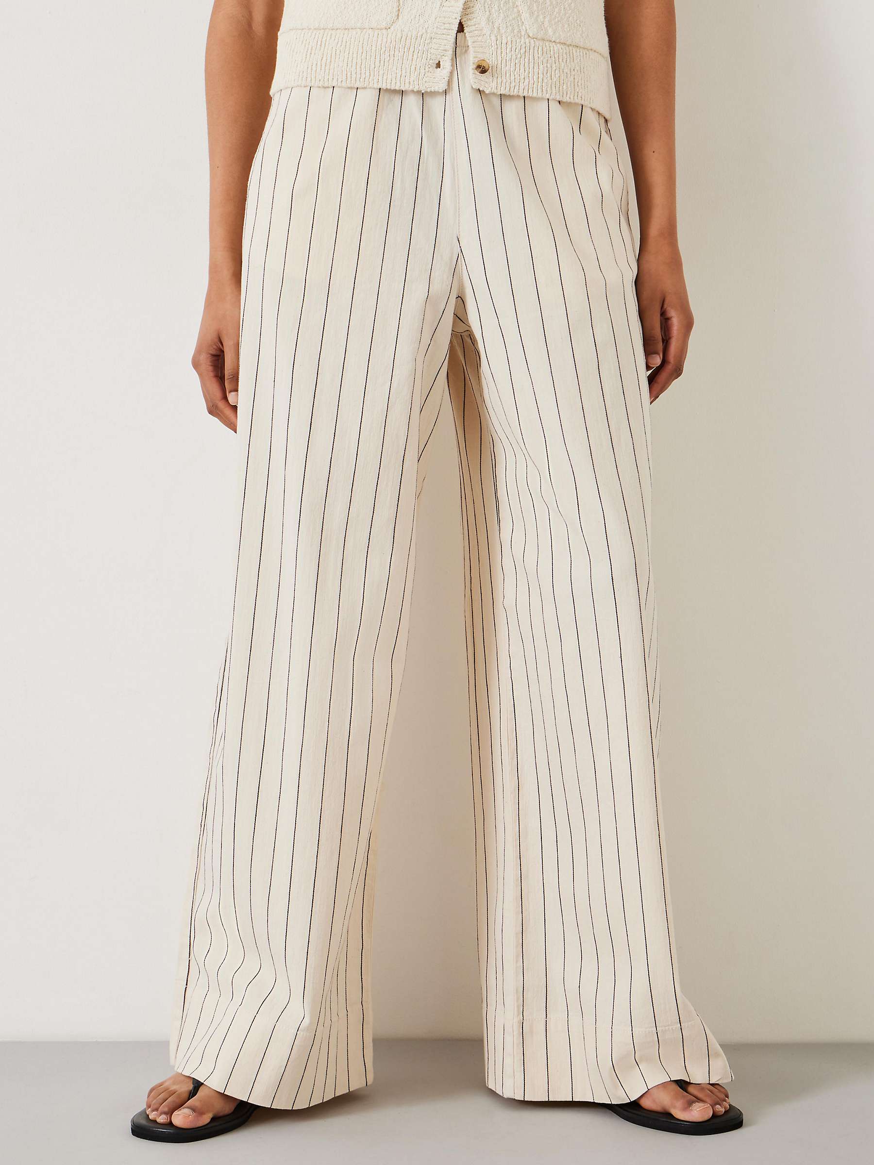 Buy HUSH Elissia Striped Wide Leg Trousers, White/Black Online at johnlewis.com