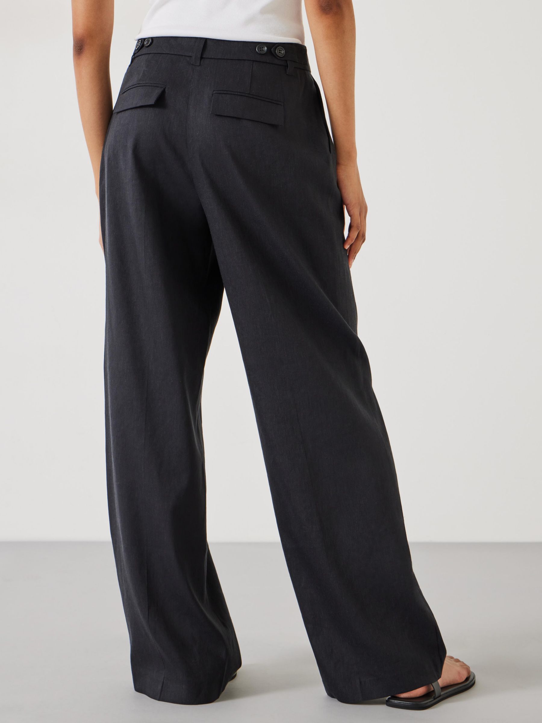 Buy HUSH Lana Linen Blend Trousers, Black Online at johnlewis.com