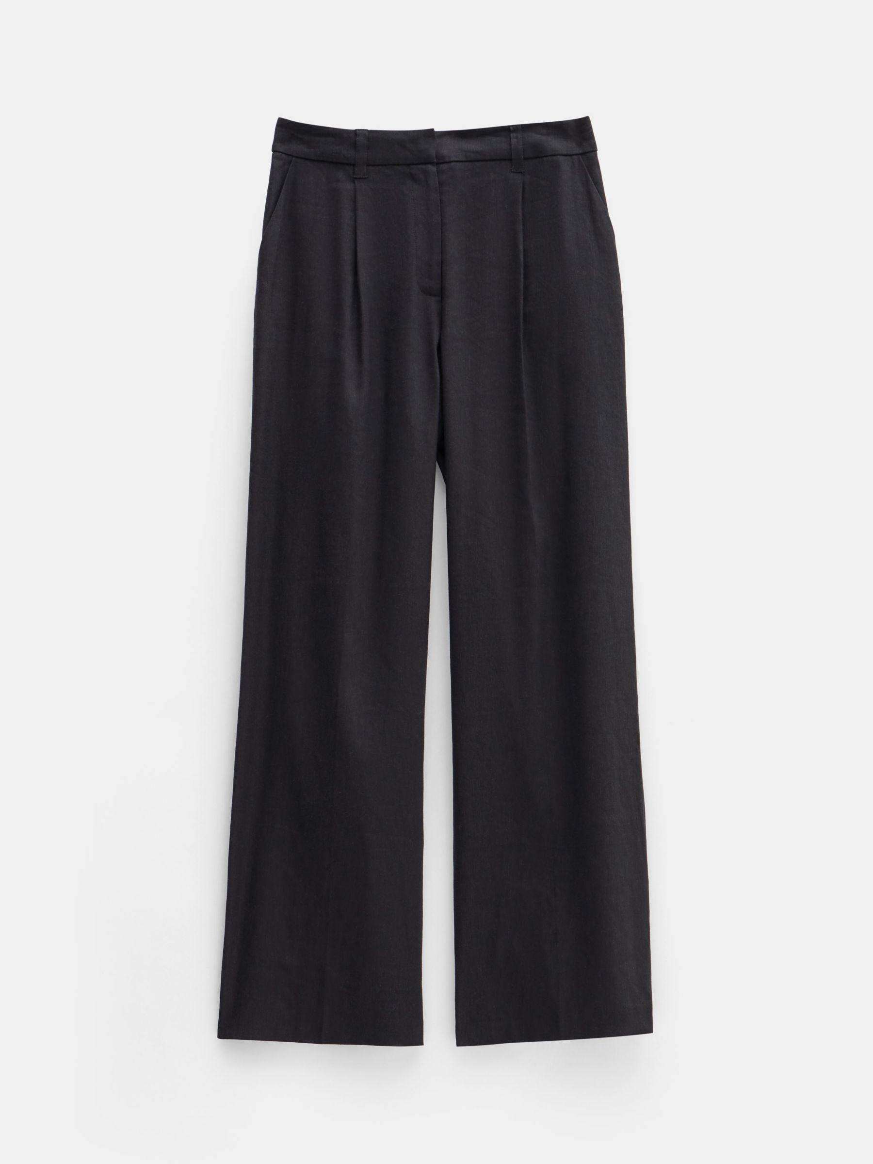 HUSH Lana Linen Blend Trousers, Black, 10