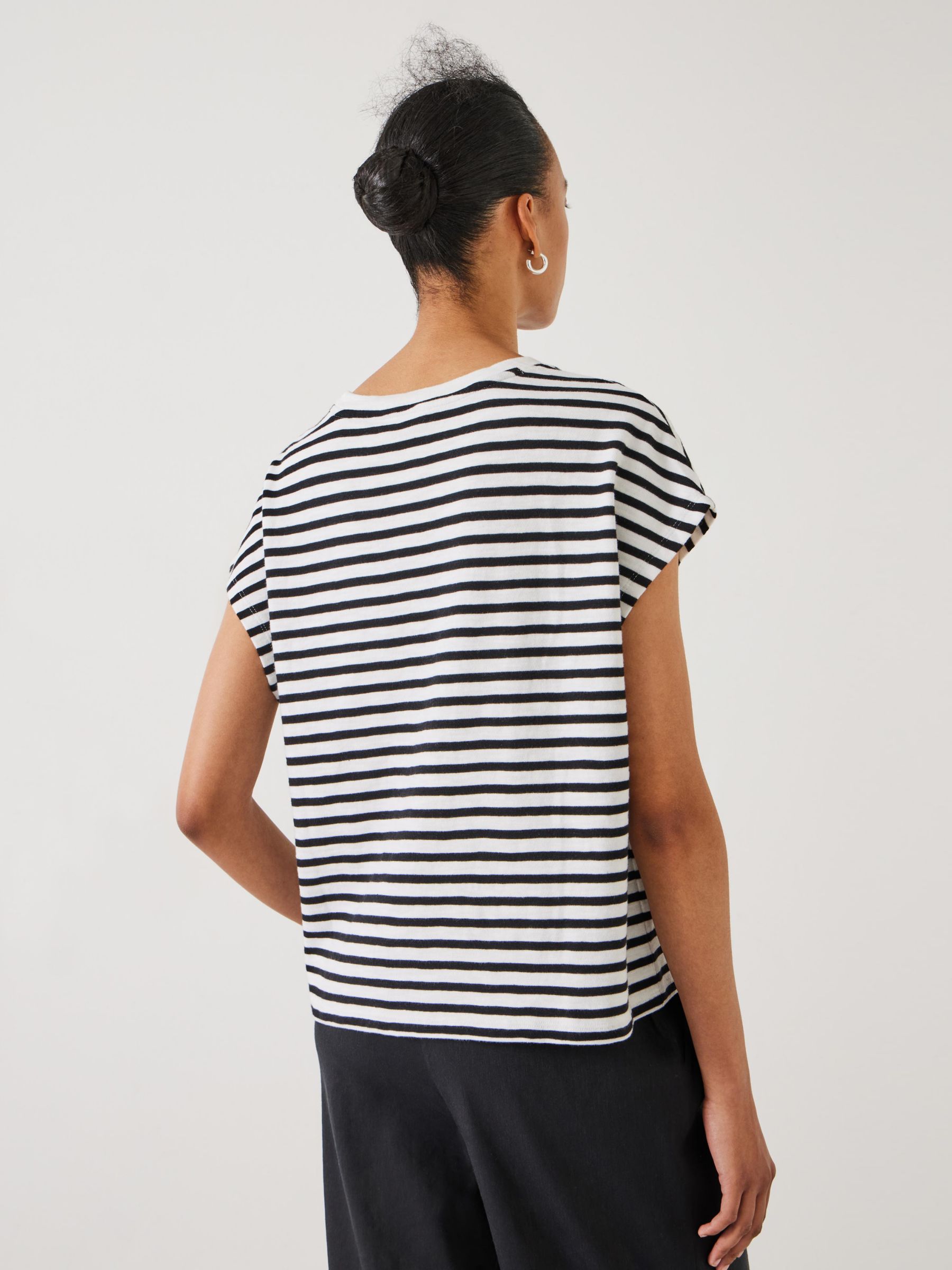 Buy HUSH Piper Stripe Cap Sleeve T-Shirt, White/Black Online at johnlewis.com