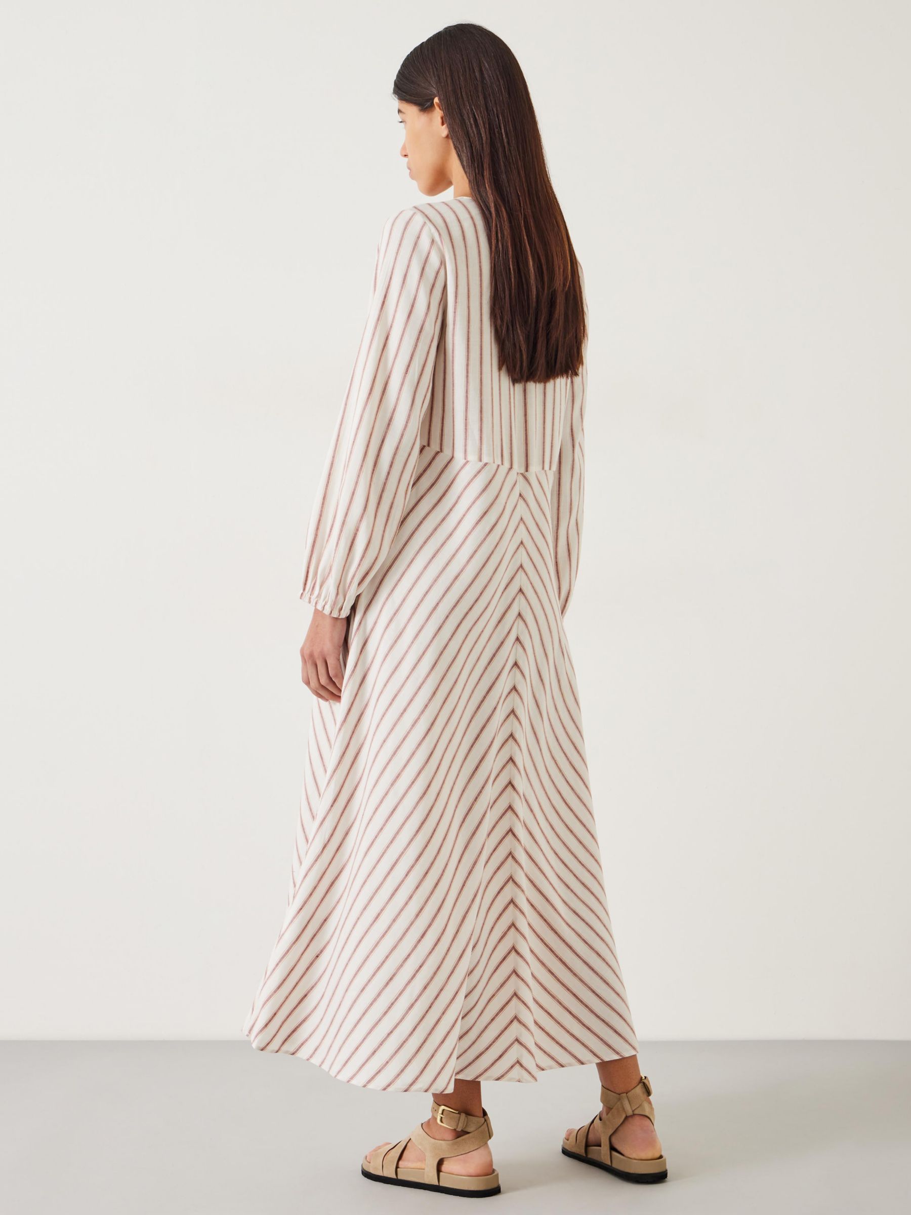 Buy HUSH Aine Stripe Linen Blend Maxi Dress, White Online at johnlewis.com