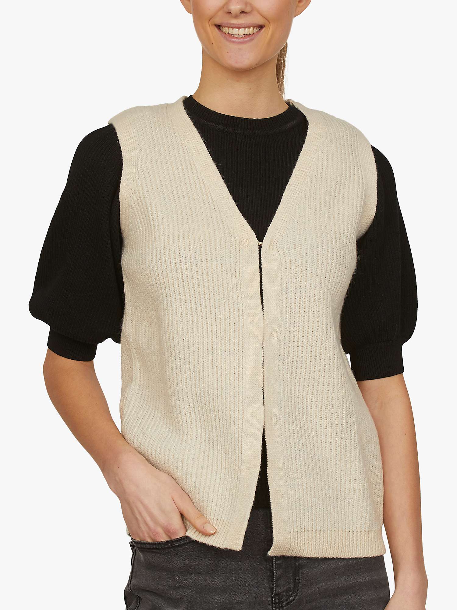 Buy Sisters Point Hebea Soft Knitted Waistcoat, Beige Online at johnlewis.com
