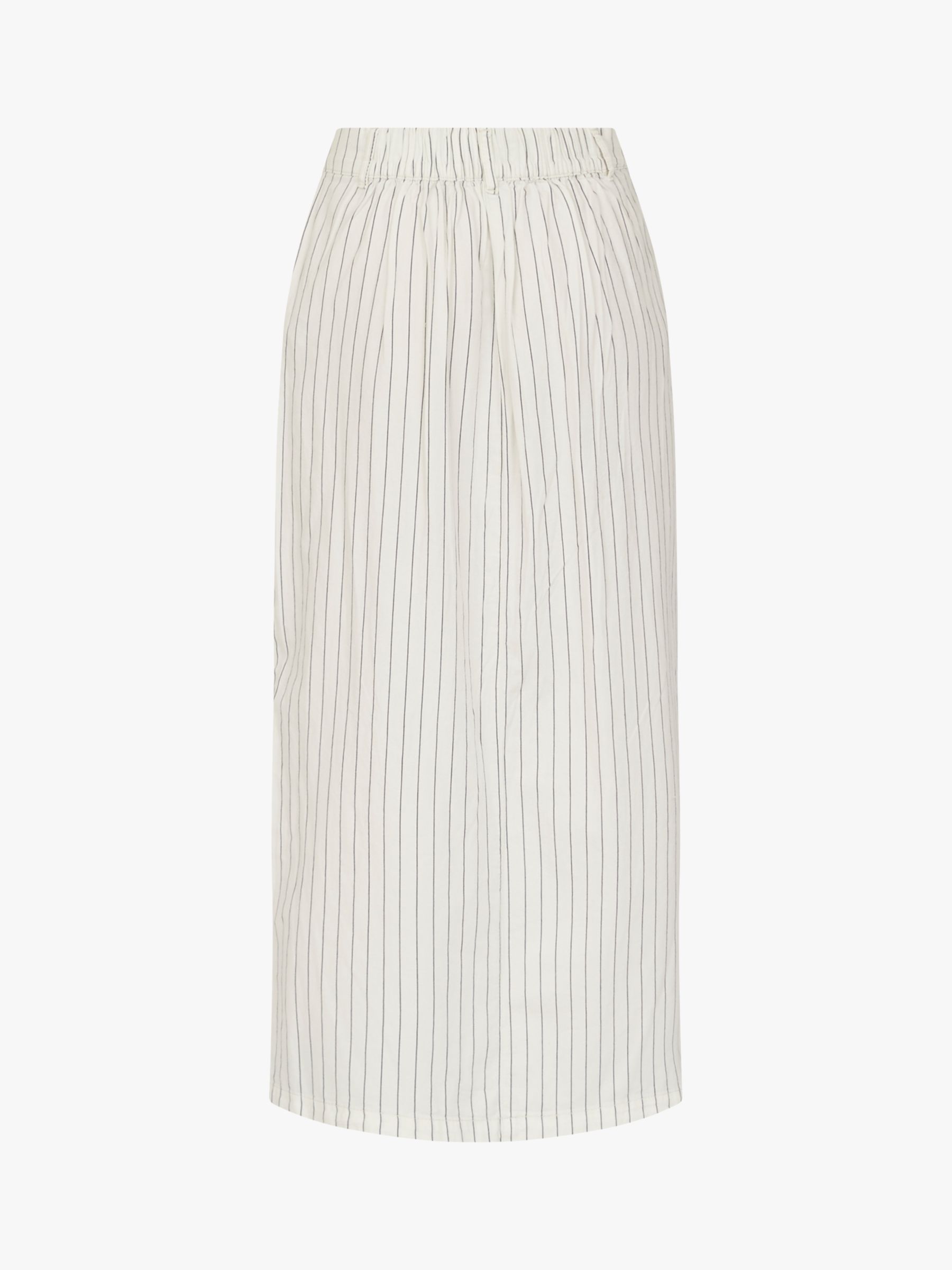 Sisters Point Elama Stripe Front Split Midi Skirt, Cream/Navy, XS