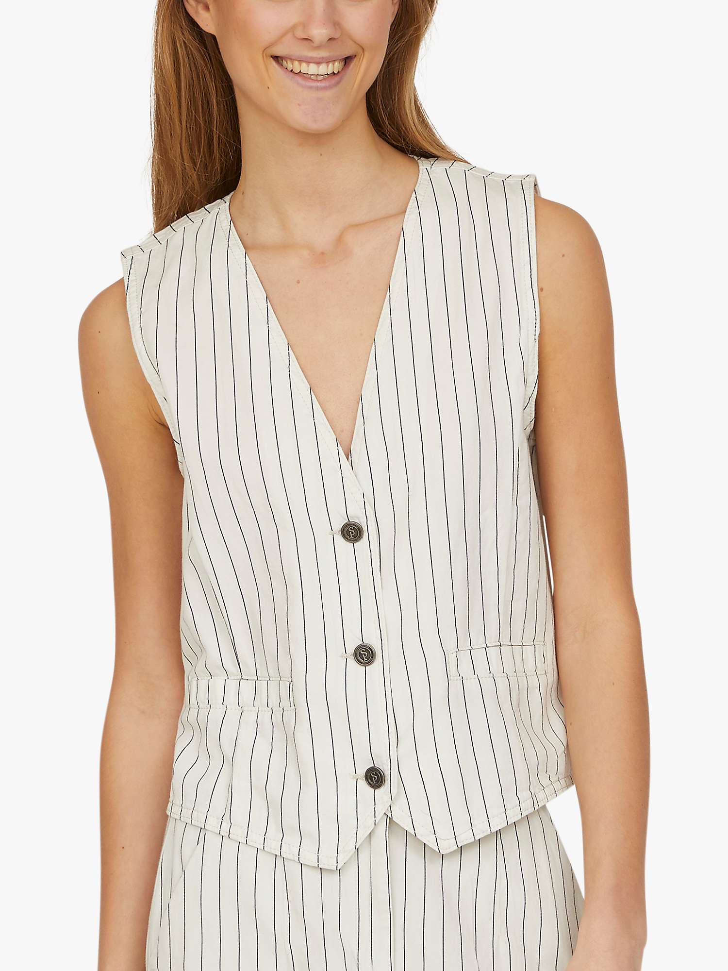 Buy Sisters Point Onea Striped Slim Fit Vest, Cream/Navy Online at johnlewis.com