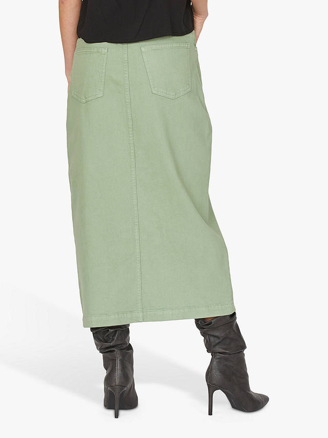 Sisters Point Olia Front High Split Long Skirt, Dusty Green Wash