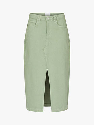 Sisters Point Olia Front High Split Long Skirt, Dusty Green Wash