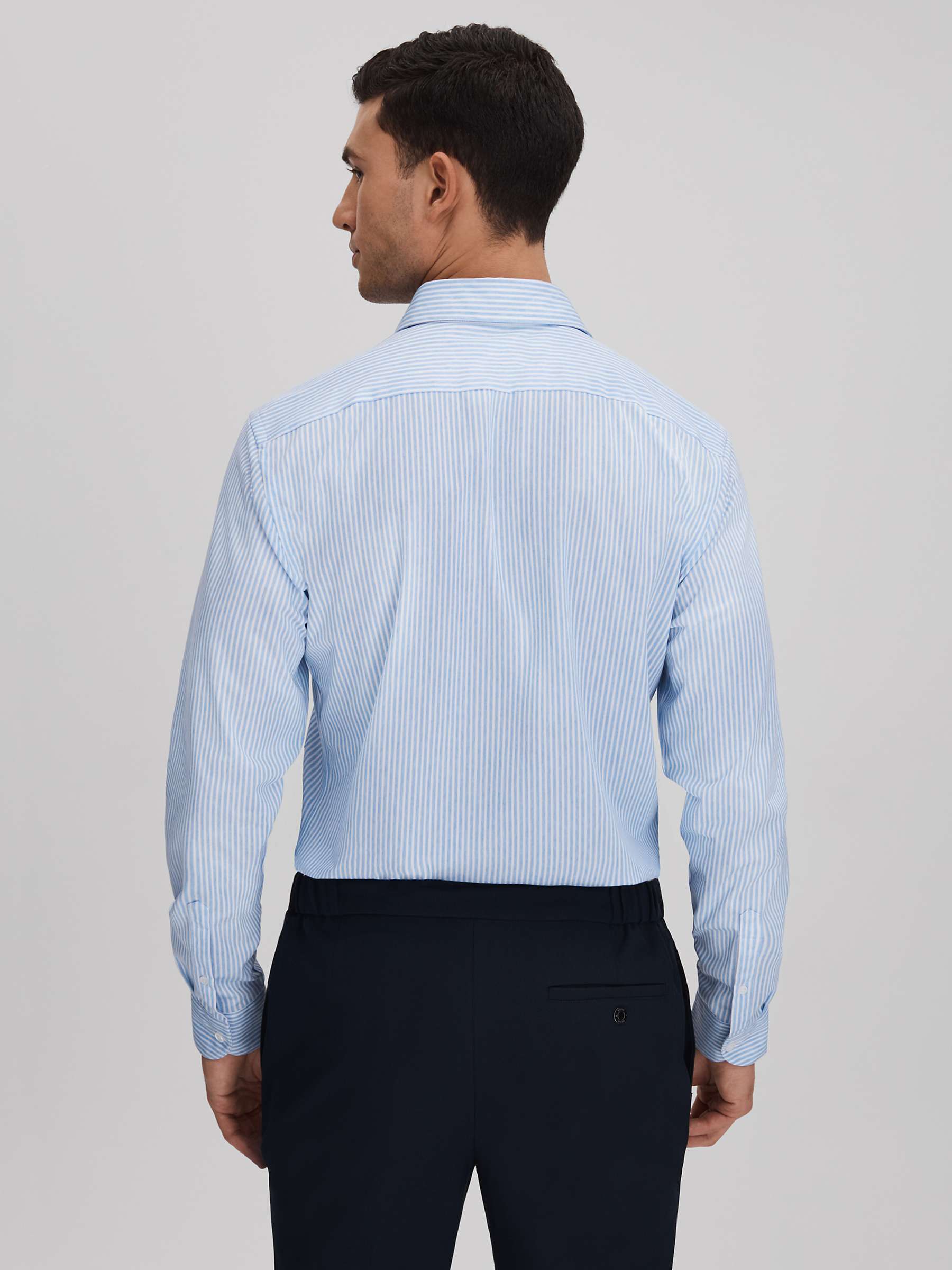 Buy Reiss Archie Stripe Silk Blend Shirt, White/Soft Blue Online at johnlewis.com