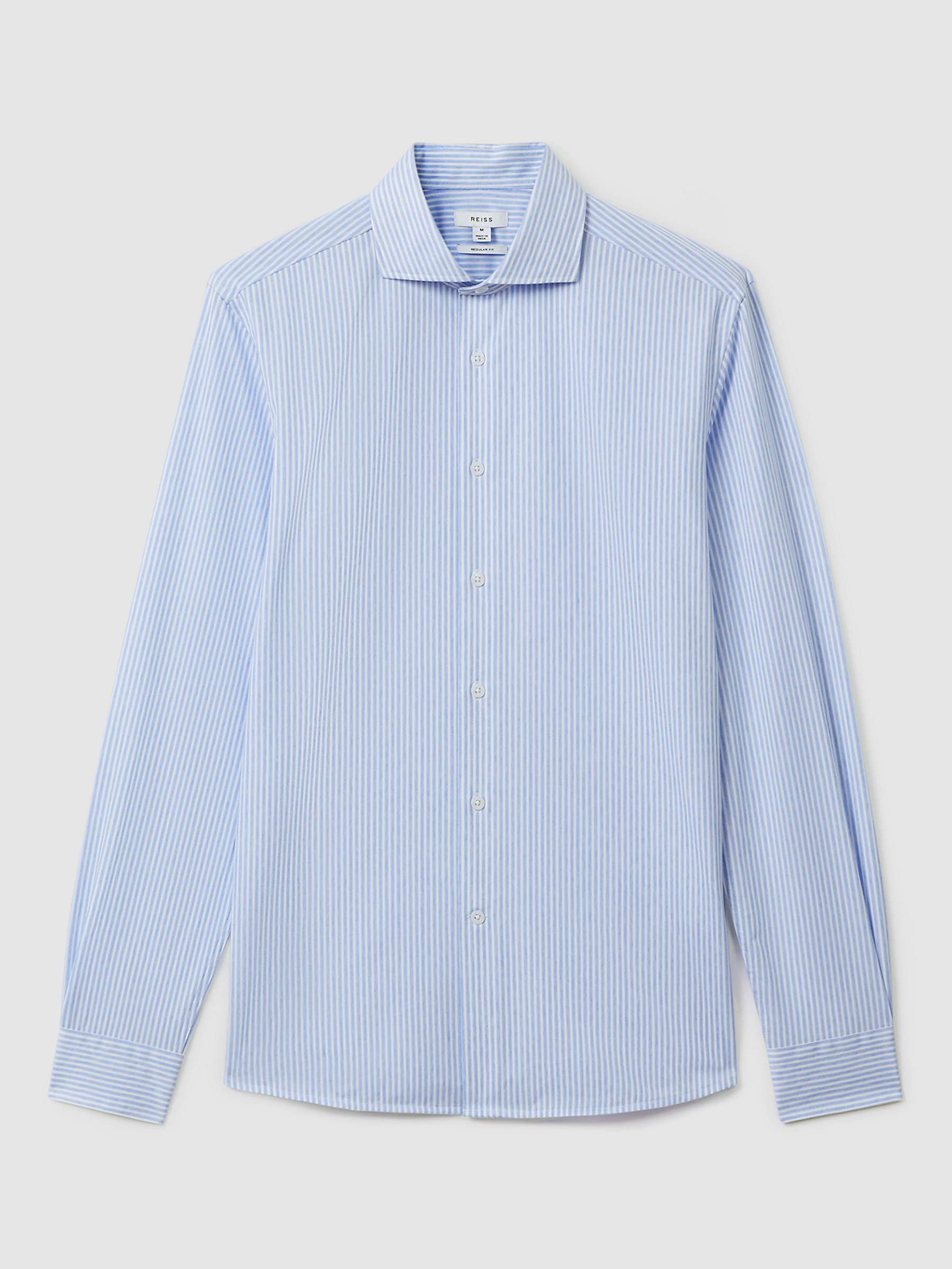 Buy Reiss Archie Stripe Silk Blend Shirt, White/Soft Blue Online at johnlewis.com