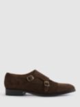 Reiss Amalfi Suede Monk Shoes, Brown