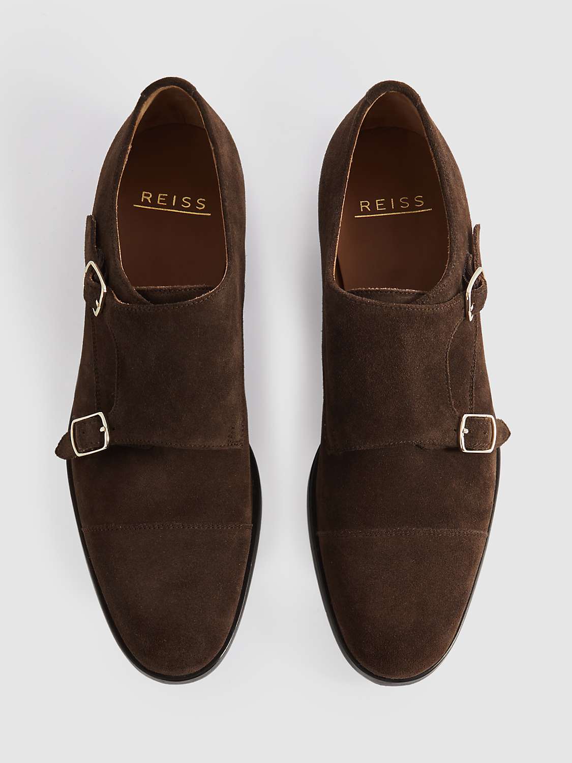 Buy Reiss Amalfi Suede Monk Shoes, Brown Online at johnlewis.com