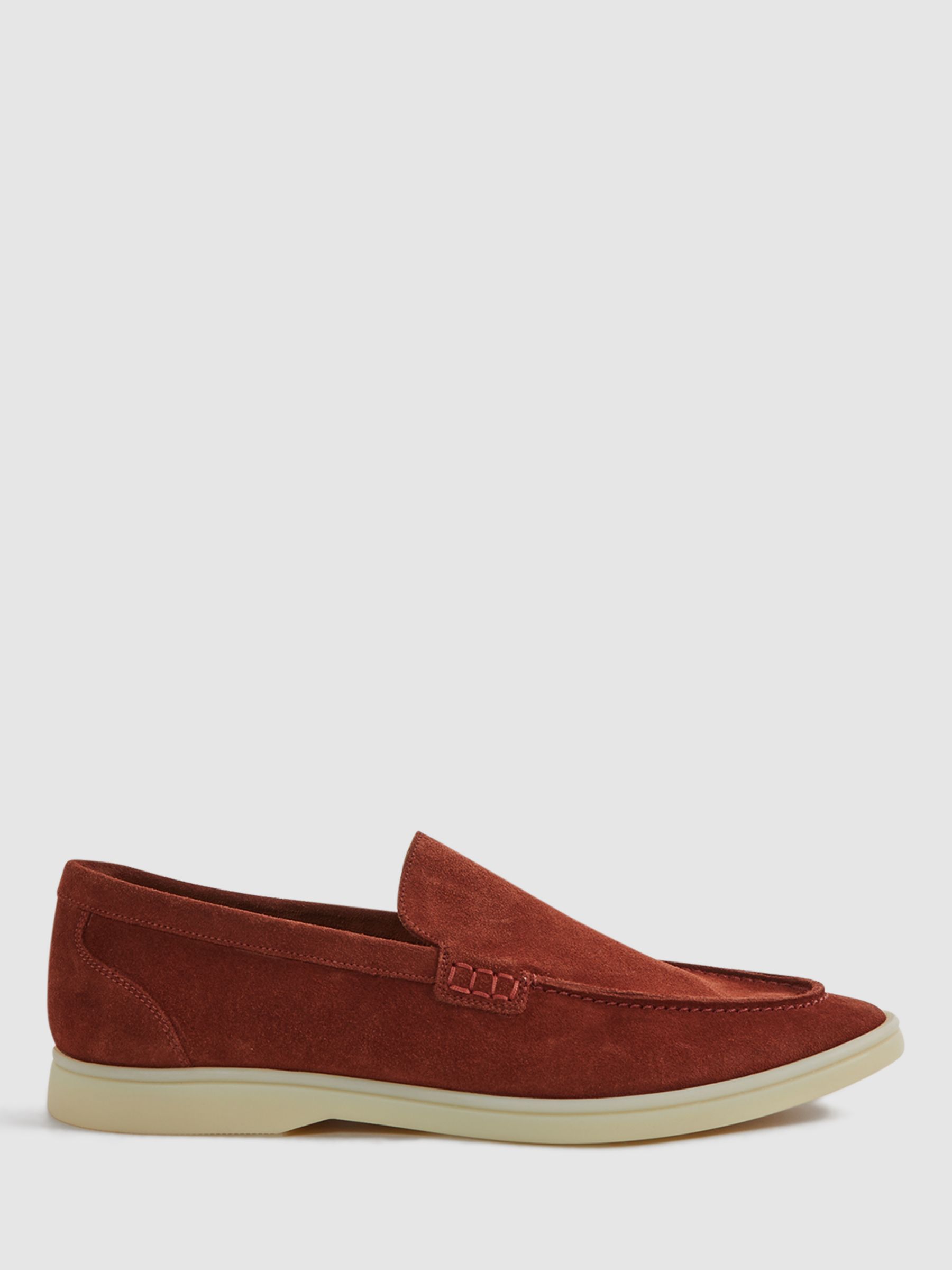 Reiss Kason Slip-On Suede Loafers, Rust