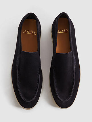 Reiss Kason Slip-On Suede Loafers, Navy