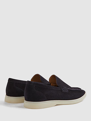 Reiss Kason Slip-On Suede Loafers, Navy