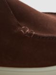 Reiss Kason Suede Slip-On Moccasin Boots, Brown